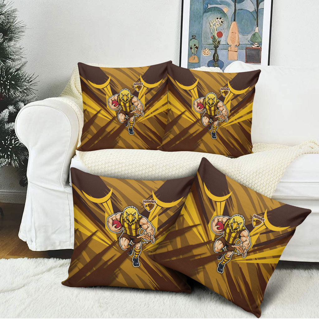 Hawthorn Hawks Australian Football Pillow Cover Fierce Bird Mascot - Bold Team Colors