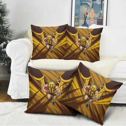 Hawthorn Hawks Australian Football Pillow Cover Fierce Bird Mascot - Bold Team Colors