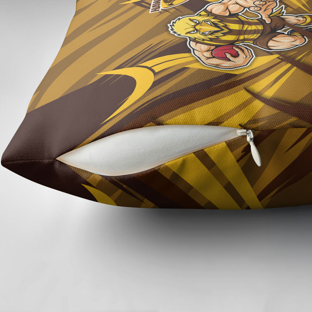 Hawthorn Hawks Australian Football Pillow Cover Fierce Bird Mascot - Bold Team Colors