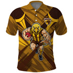 Hawthorn Hawks Australian Football Polo Shirt Fierce Bird Mascot - Bold Team Colors