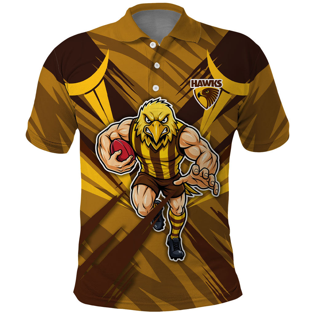Hawthorn Hawks Australian Football Polo Shirt Fierce Bird Mascot - Bold Team Colors