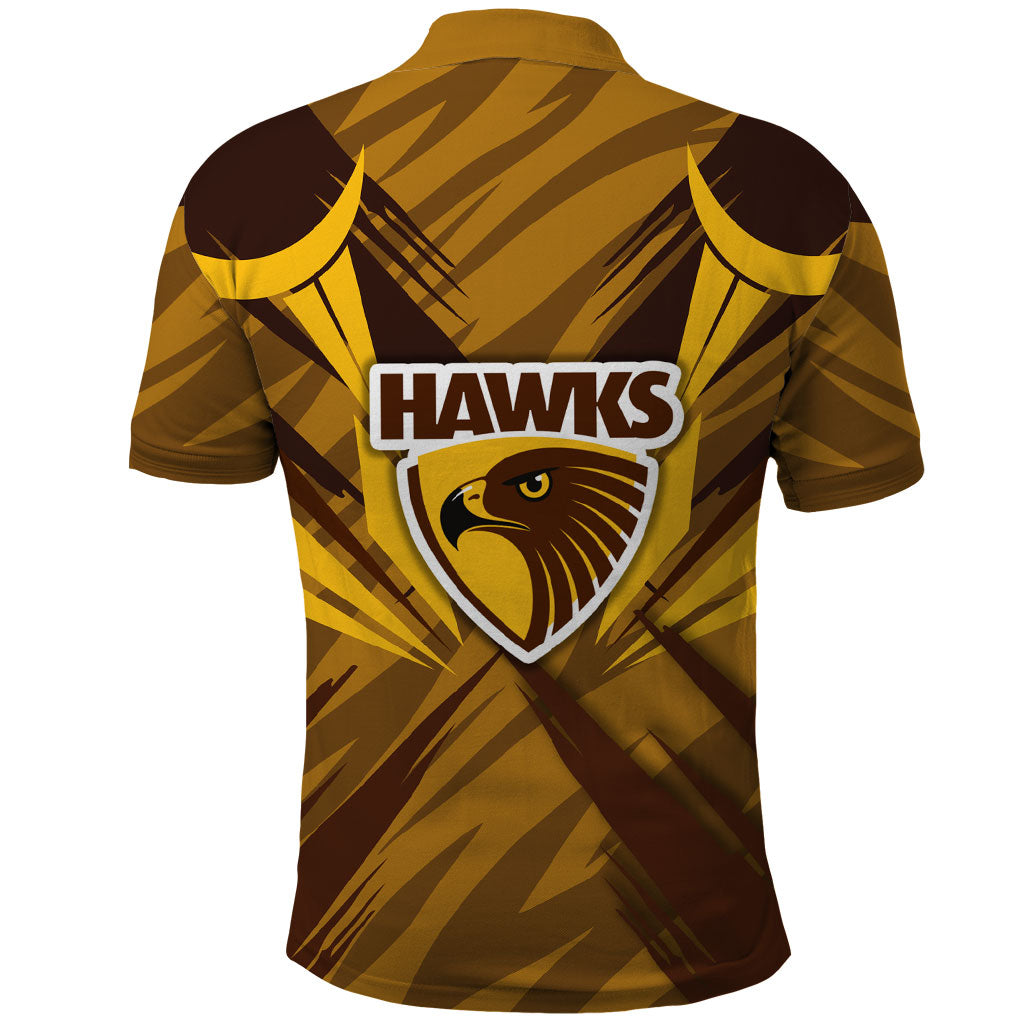 Hawthorn Hawks Australian Football Polo Shirt Fierce Bird Mascot - Bold Team Colors