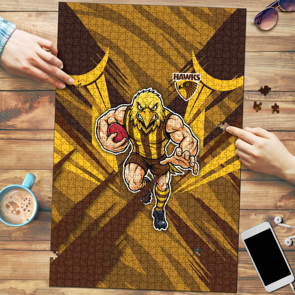 Hawthorn Hawks Australian Football Puzzle Fierce Bird Mascot - Bold Team Colors