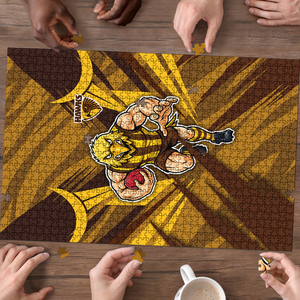 Hawthorn Hawks Australian Football Puzzle Fierce Bird Mascot - Bold Team Colors