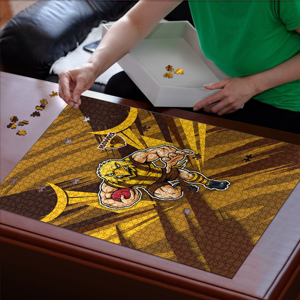 Hawthorn Hawks Australian Football Puzzle Fierce Bird Mascot - Bold Team Colors