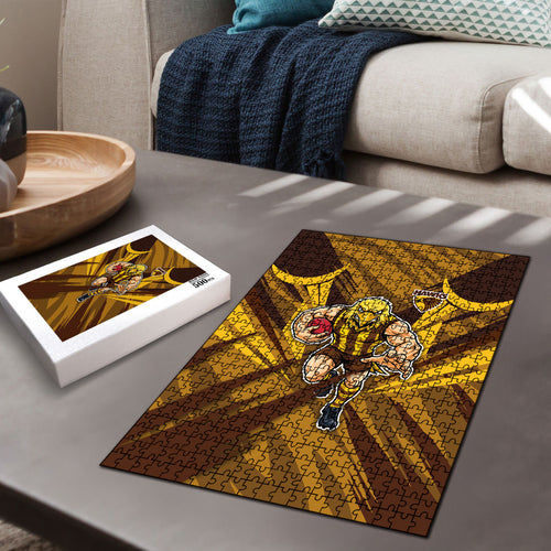 Hawthorn Hawks Australian Football Puzzle Fierce Bird Mascot - Bold Team Colors