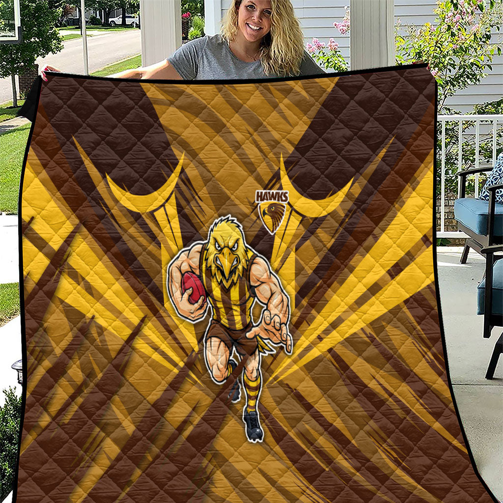 Hawthorn Hawks Australian Football Quilt Fierce Bird Mascot - Bold Team Colors