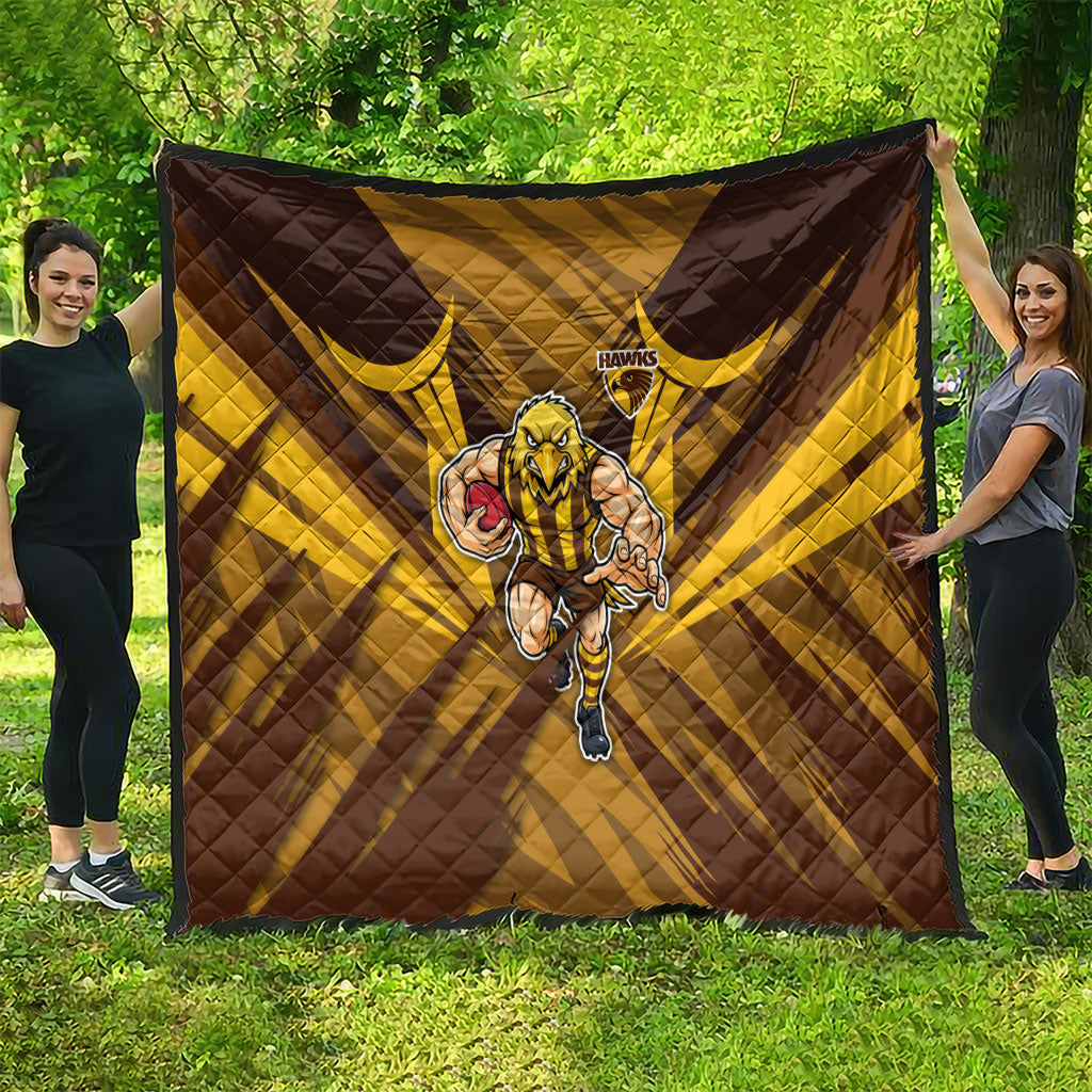 Hawthorn Hawks Australian Football Quilt Fierce Bird Mascot - Bold Team Colors