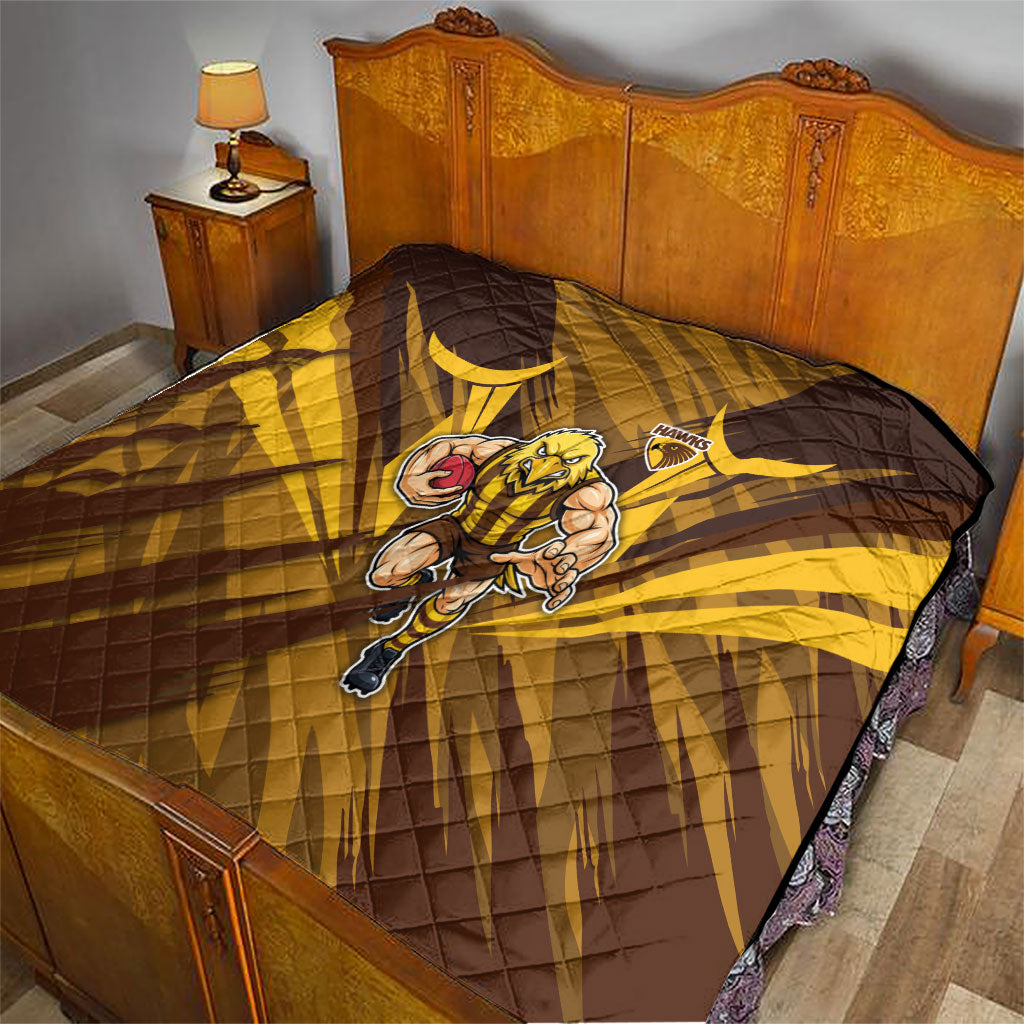 Hawthorn Hawks Australian Football Quilt Fierce Bird Mascot - Bold Team Colors