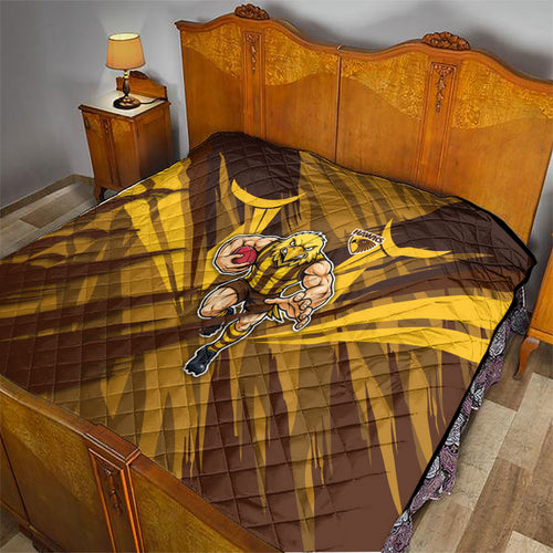 Hawthorn Hawks Australian Football Quilt Fierce Bird Mascot - Bold Team Colors