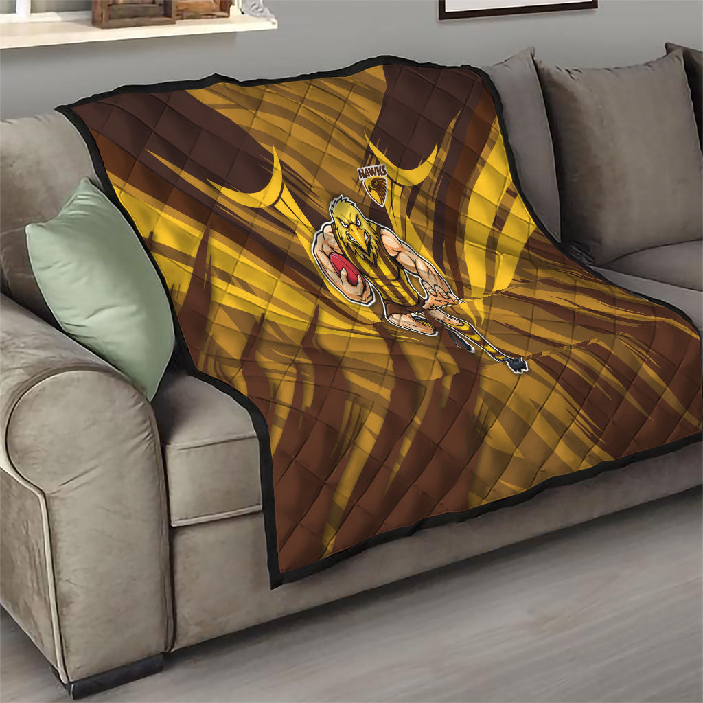 Hawthorn Hawks Australian Football Quilt Fierce Bird Mascot - Bold Team Colors