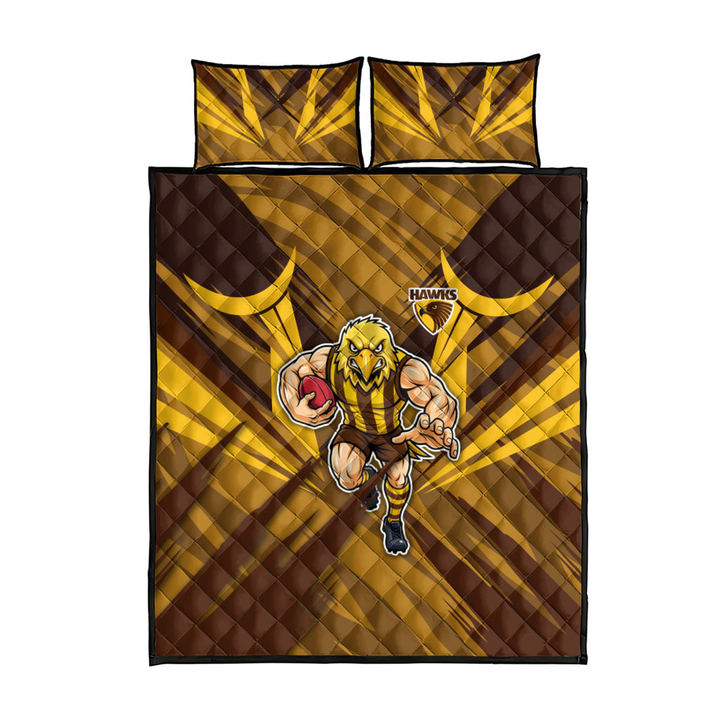 Hawthorn Hawks Australian Football Quilt Bed Set Fierce Bird Mascot - Bold Team Colors