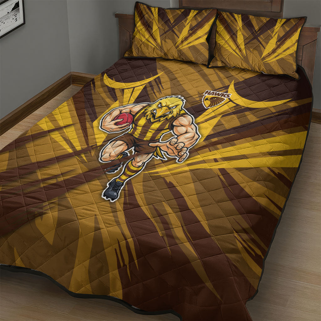 Hawthorn Hawks Australian Football Quilt Bed Set Fierce Bird Mascot - Bold Team Colors