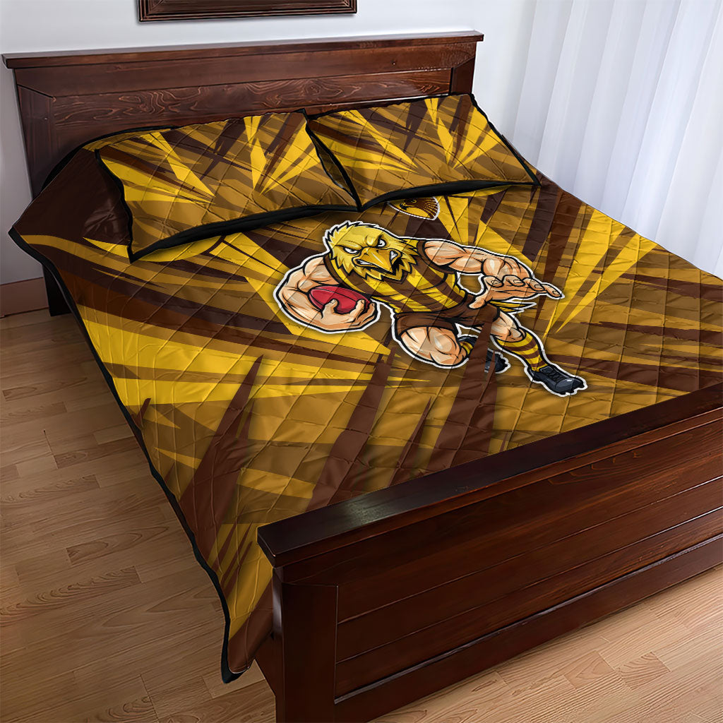 Hawthorn Hawks Australian Football Quilt Bed Set Fierce Bird Mascot - Bold Team Colors