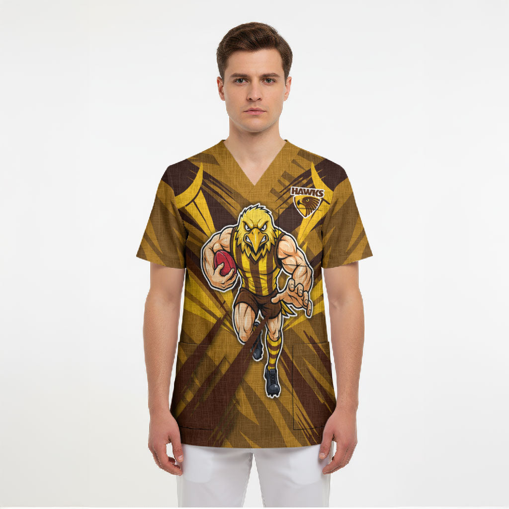 Hawthorn Hawks Australian Football Scrub Top Fierce Bird Mascot - Bold Team Colors