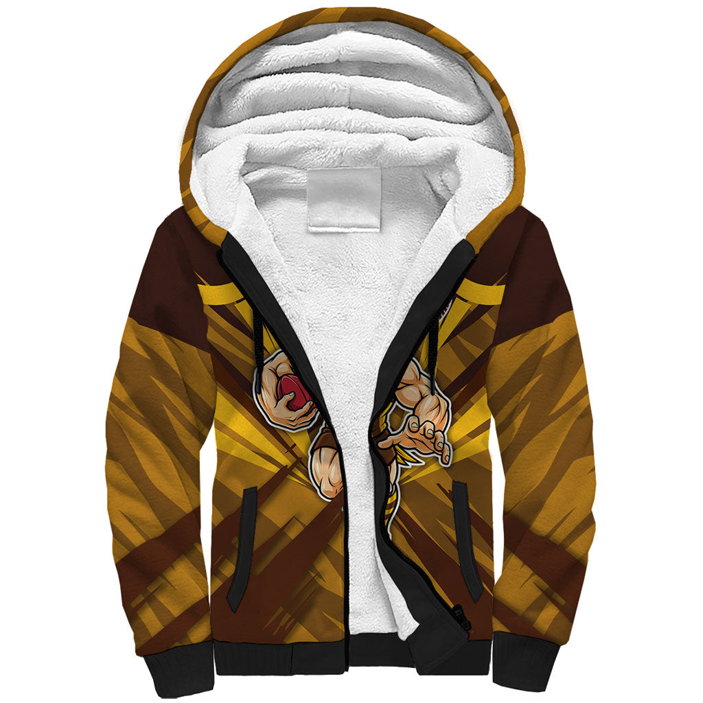 Hawthorn Hawks Australian Football Sherpa Hoodie Fierce Bird Mascot - Bold Team Colors