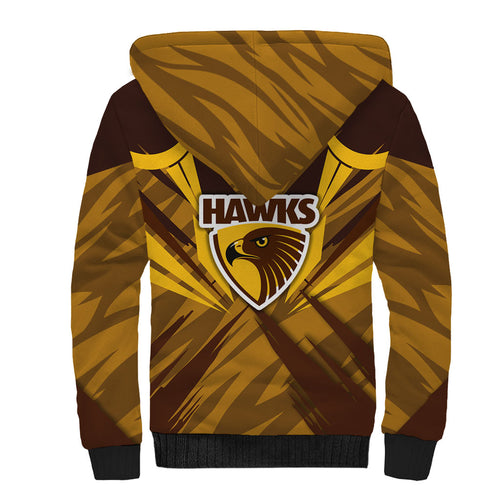 Hawthorn Hawks Australian Football Sherpa Hoodie Fierce Bird Mascot - Bold Team Colors