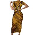 Hawthorn Hawks Australian Football Short Sleeve Bodycon Dress Fierce Bird Mascot - Bold Team Colors