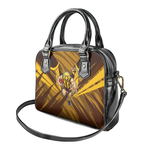 Hawthorn Hawks Australian Football Shoulder Handbag Fierce Bird Mascot - Bold Team Colors