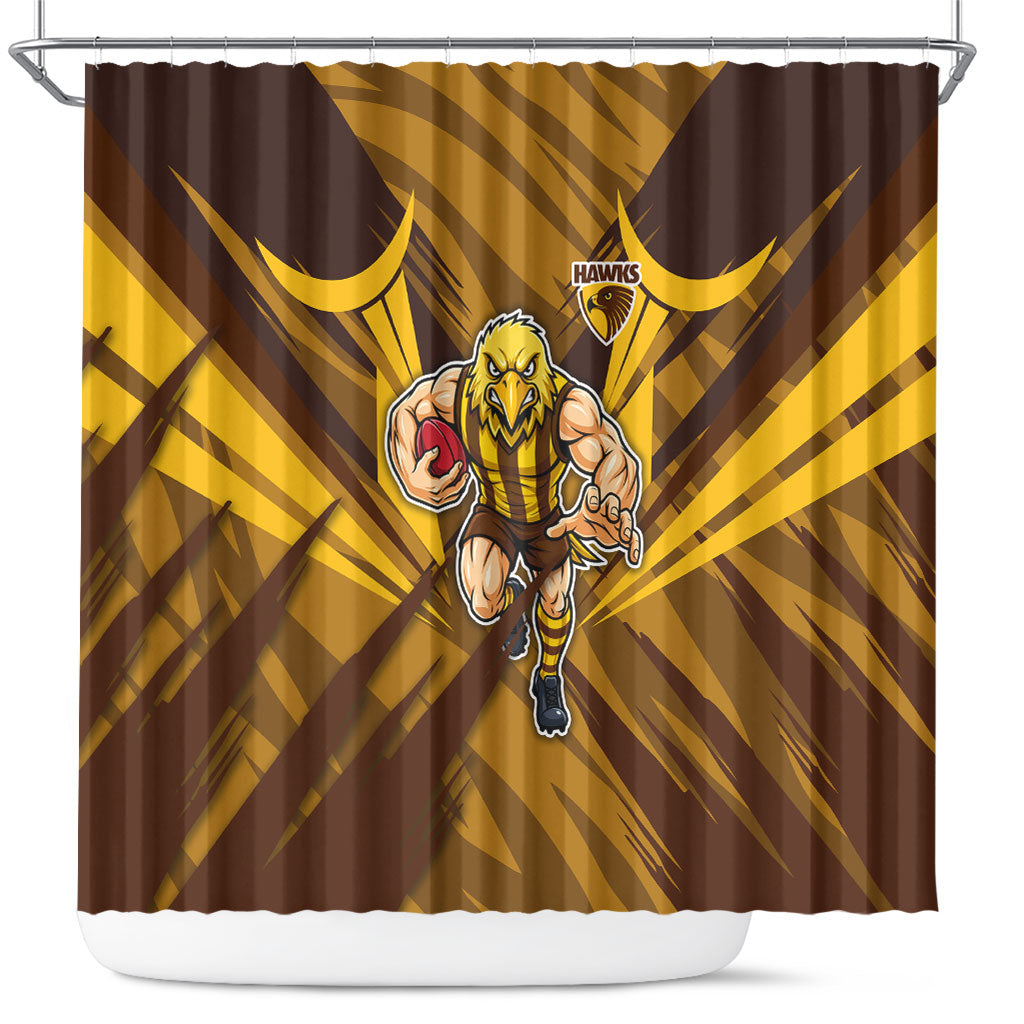 Hawthorn Hawks Australian Football Shower Curtain Fierce Bird Mascot - Bold Team Colors