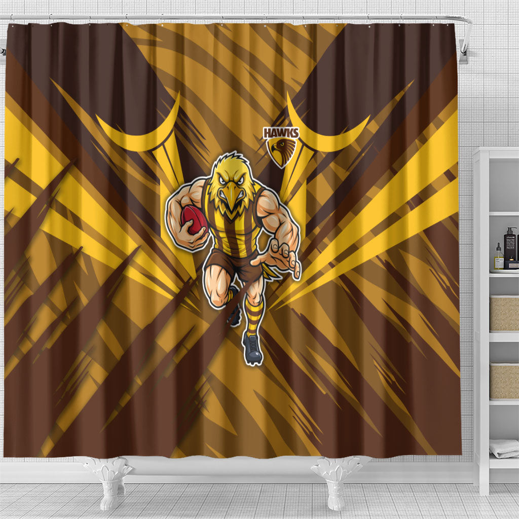 Hawthorn Hawks Australian Football Shower Curtain Fierce Bird Mascot - Bold Team Colors