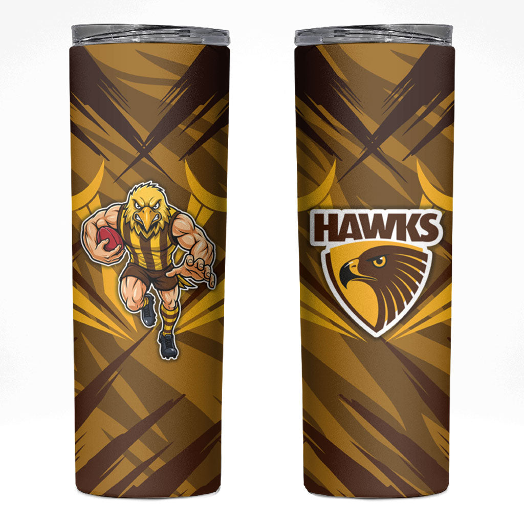Hawthorn Hawks Australian Football Skinny Tumbler Fierce Bird Mascot - Bold Team Colors