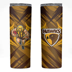 Hawthorn Hawks Australian Football Skinny Tumbler Fierce Bird Mascot - Bold Team Colors