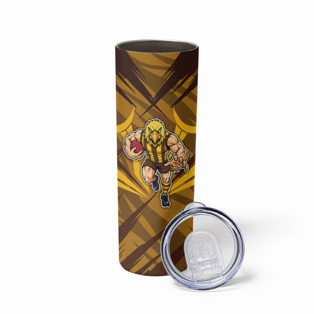 Hawthorn Hawks Australian Football Skinny Tumbler Fierce Bird Mascot - Bold Team Colors
