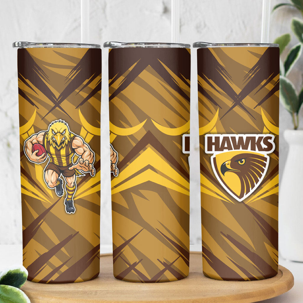 Hawthorn Hawks Australian Football Skinny Tumbler Fierce Bird Mascot - Bold Team Colors