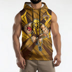 Hawthorn Hawks Australian Football Sleeveless Hoodie Fierce Bird Mascot - Bold Team Colors