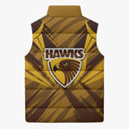 Hawthorn Hawks Australian Football Sleeveless Puffer Jacket Fierce Bird Mascot - Bold Team Colors