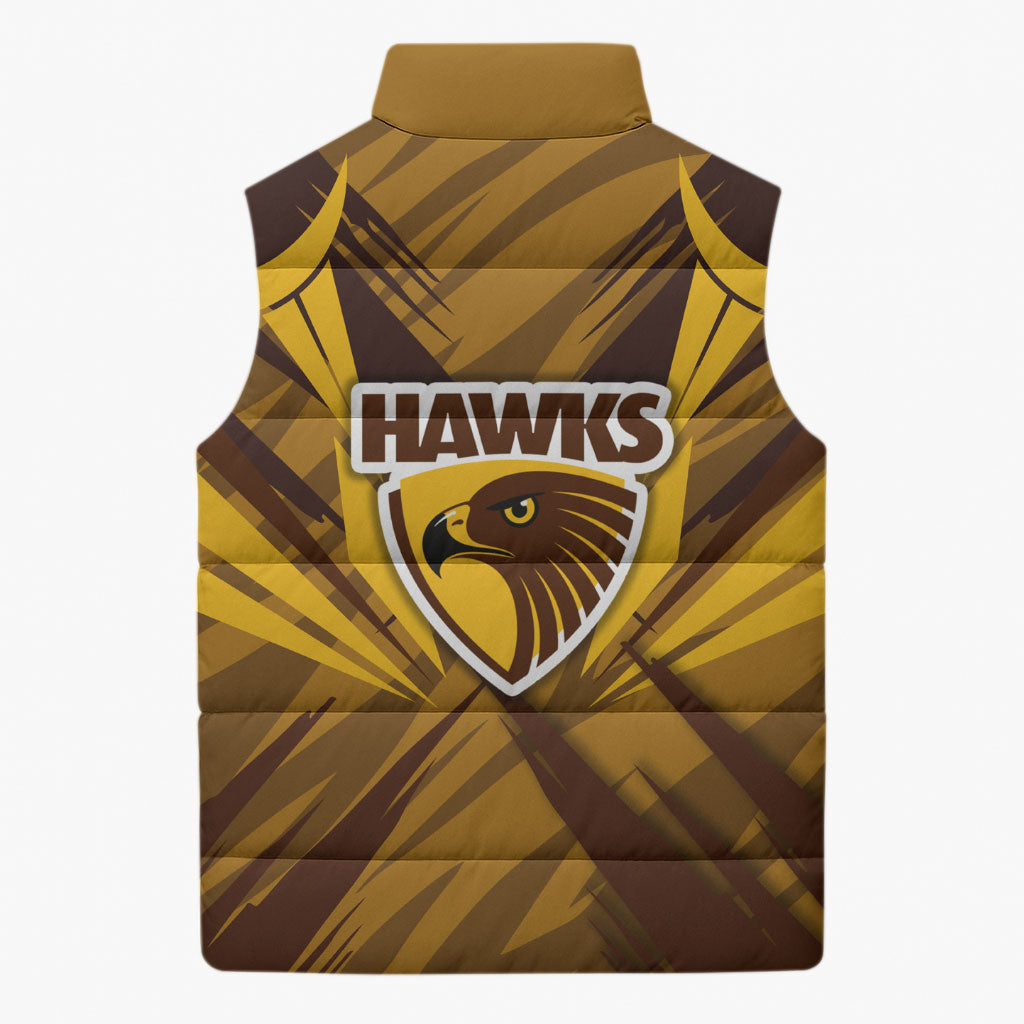 Hawthorn Hawks Australian Football Sleeveless Puffer Jacket Fierce Bird Mascot - Bold Team Colors