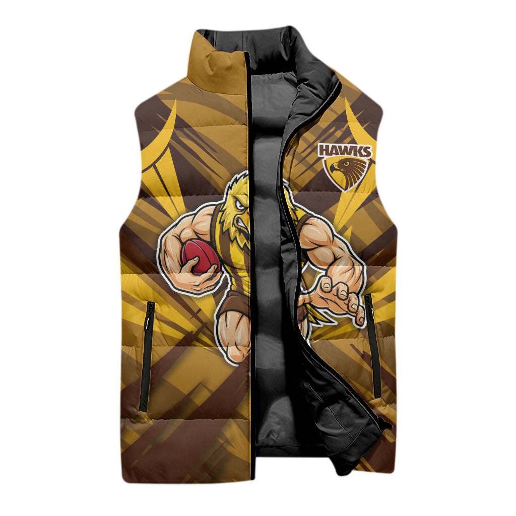Hawthorn Hawks Australian Football Sleeveless Puffer Jacket Fierce Bird Mascot - Bold Team Colors