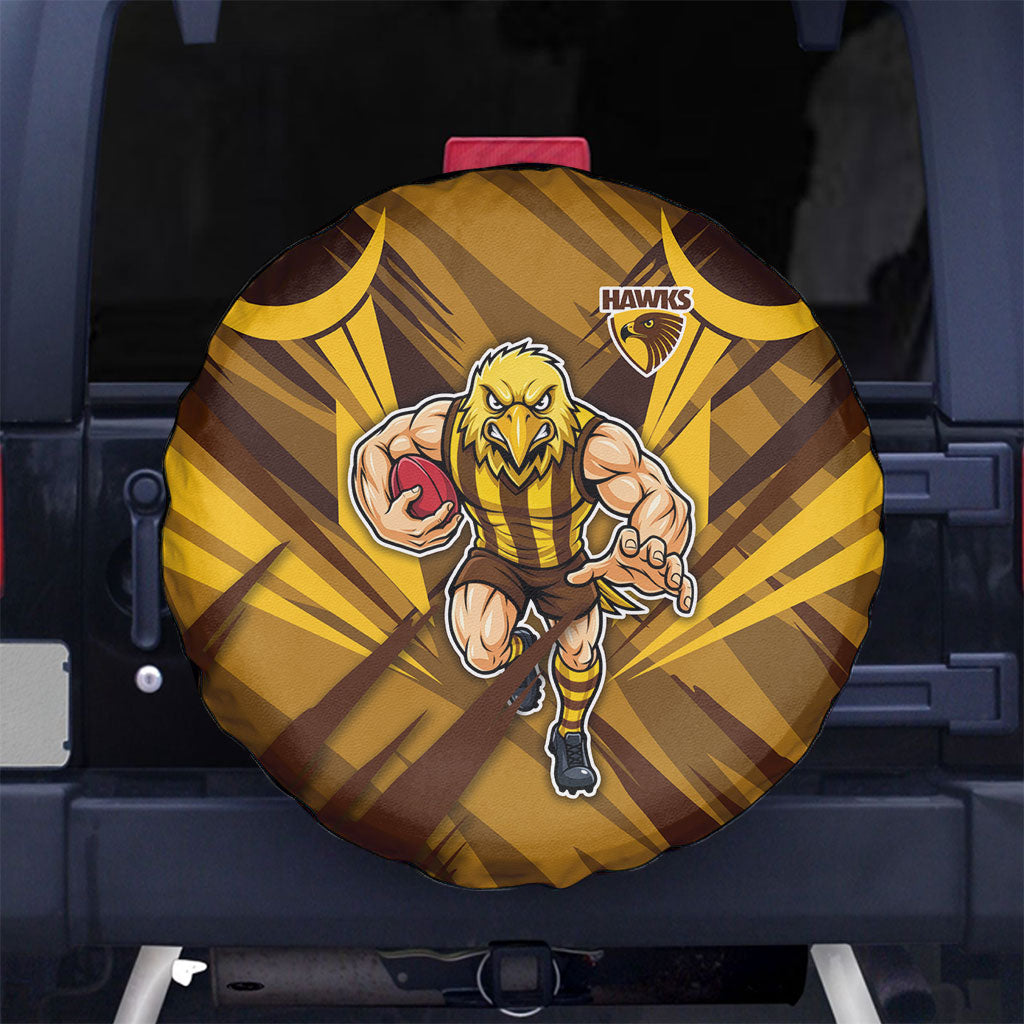 Hawthorn Hawks Australian Football Spare Tire Cover Fierce Bird Mascot - Bold Team Colors