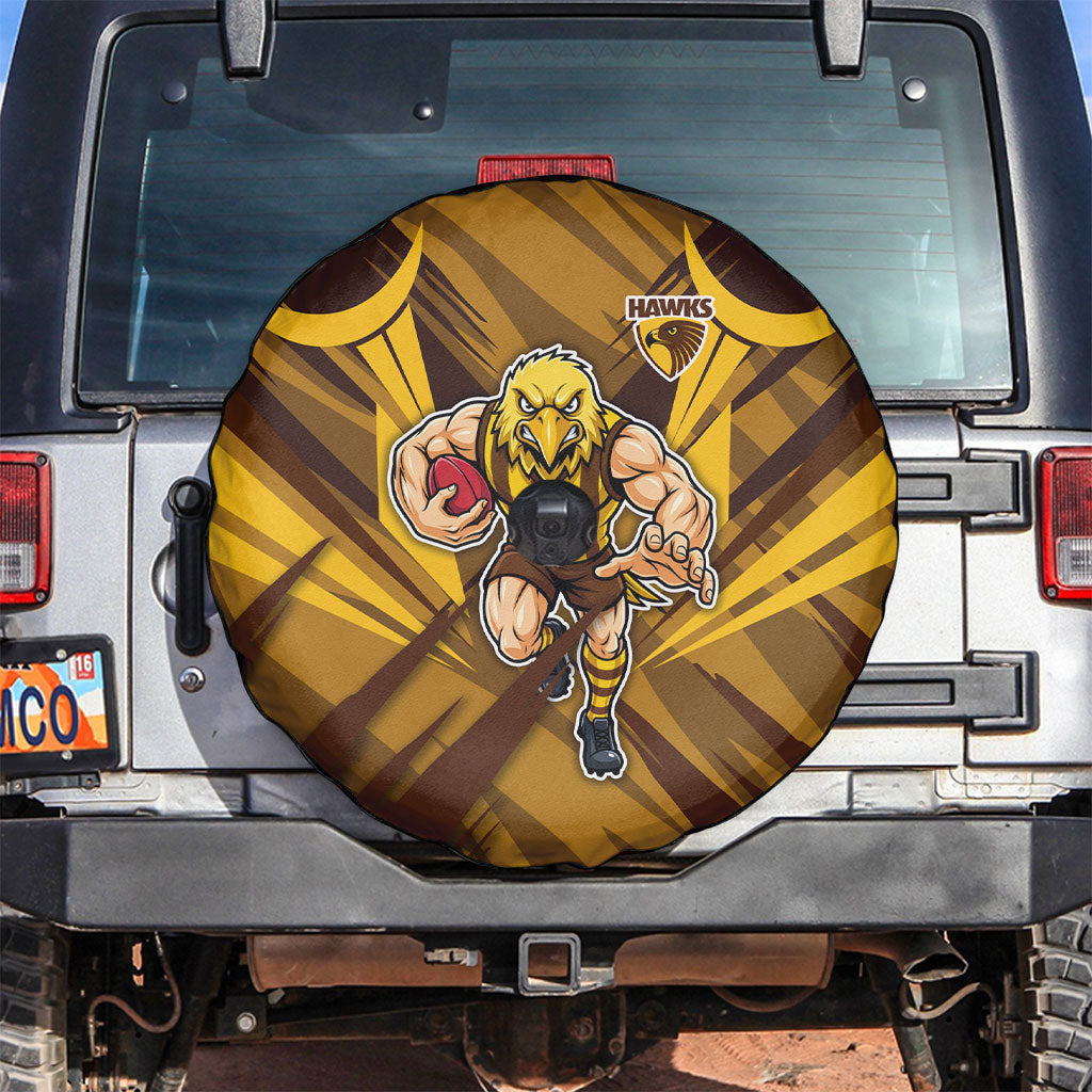 Hawthorn Hawks Australian Football Spare Tire Cover Fierce Bird Mascot - Bold Team Colors