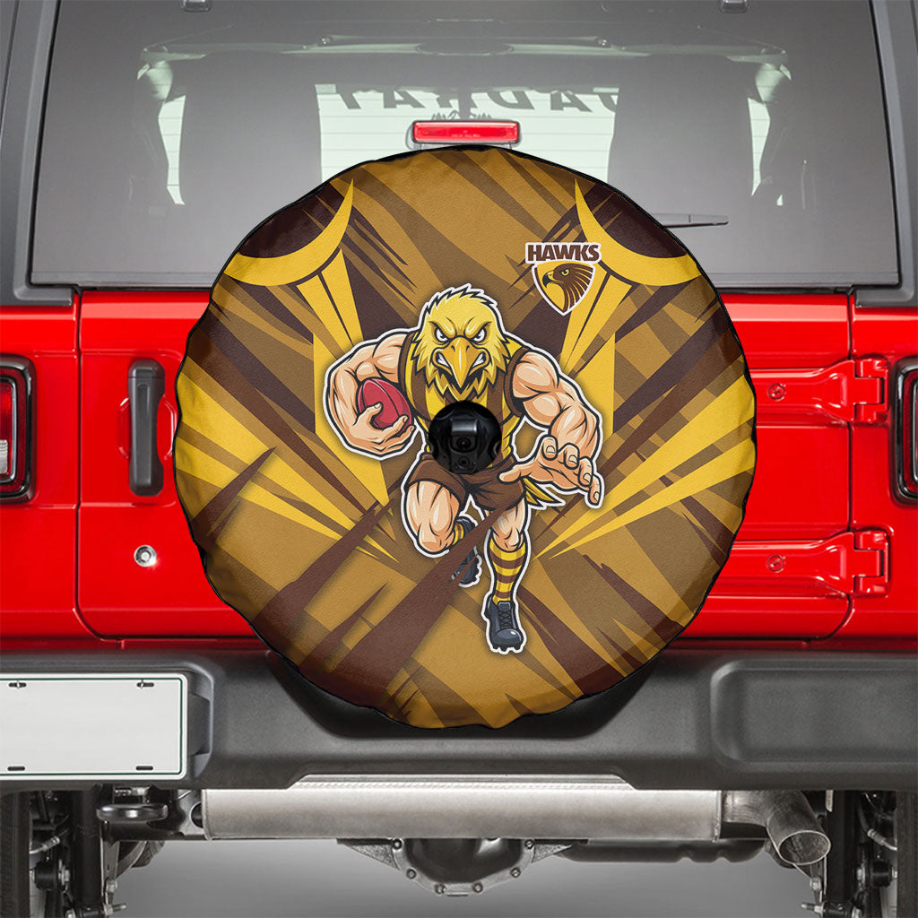 Hawthorn Hawks Australian Football Spare Tire Cover Fierce Bird Mascot - Bold Team Colors