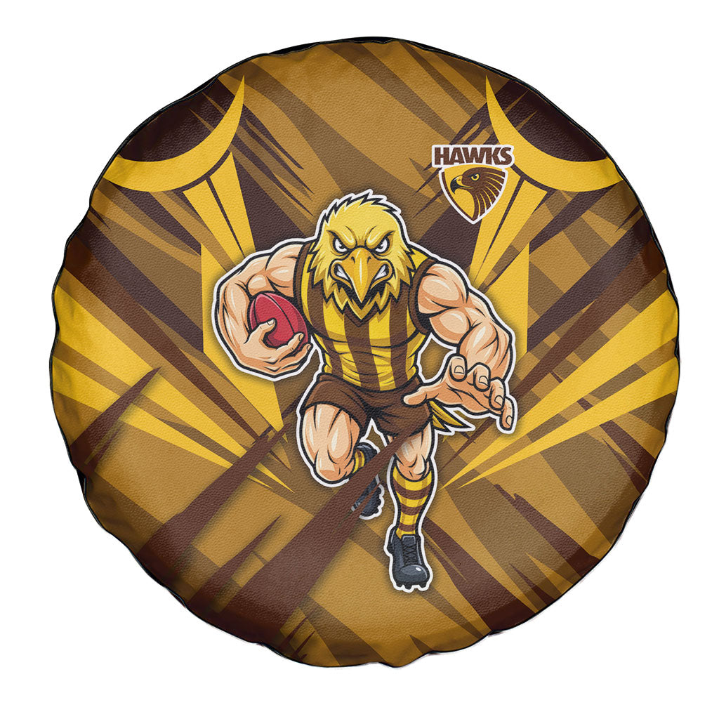 Hawthorn Hawks Australian Football Spare Tire Cover Fierce Bird Mascot - Bold Team Colors