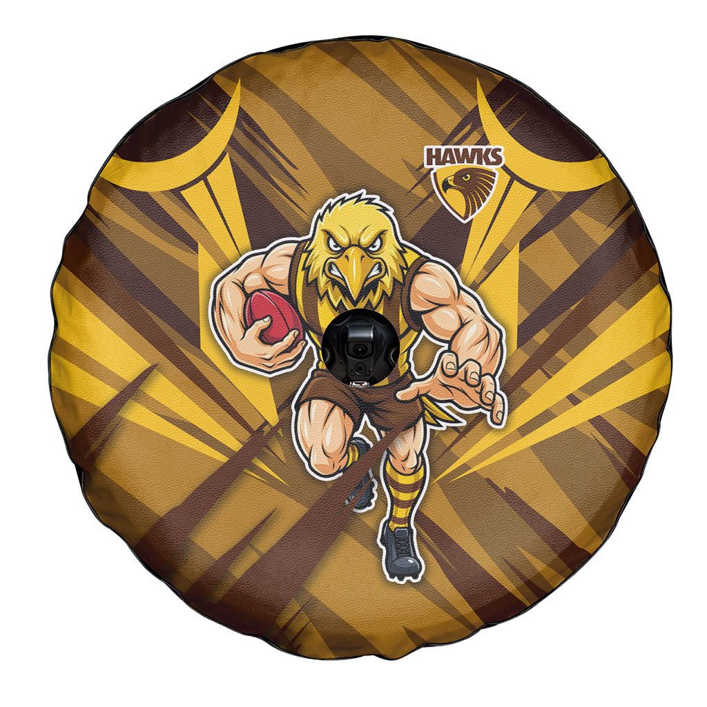 Hawthorn Hawks Australian Football Spare Tire Cover Fierce Bird Mascot - Bold Team Colors