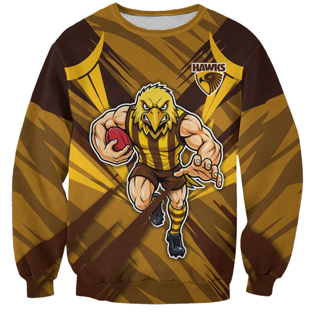 Hawthorn Hawks Australian Football Sweatshirt Fierce Bird Mascot - Bold Team Colors