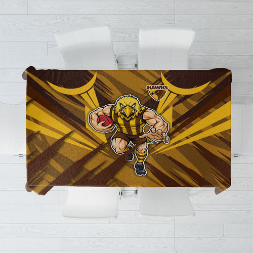 Hawthorn Hawks Australian Football Tablecloth Fierce Bird Mascot - Bold Team Colors