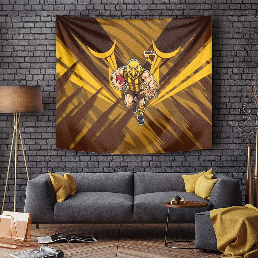 Hawthorn Hawks Australian Football Tapestry Fierce Bird Mascot - Bold Team Colors