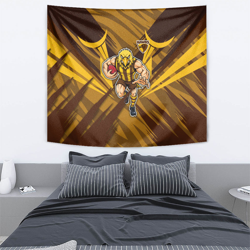Hawthorn Hawks Australian Football Tapestry Fierce Bird Mascot - Bold Team Colors