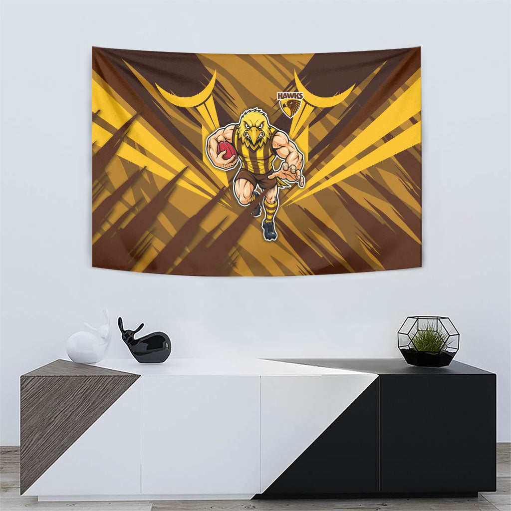 Hawthorn Hawks Australian Football Tapestry Fierce Bird Mascot - Bold Team Colors