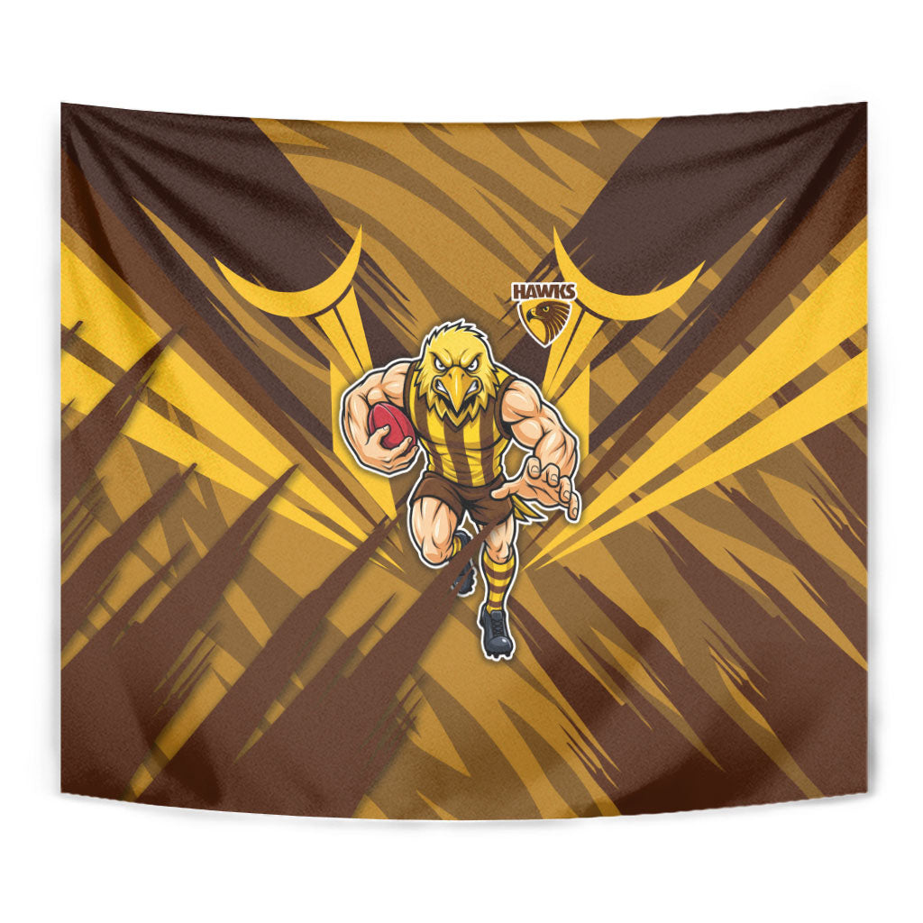 Hawthorn Hawks Australian Football Tapestry Fierce Bird Mascot - Bold Team Colors
