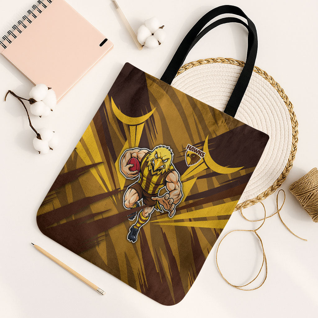 Hawthorn Hawks Australian Football Tote Bag Fierce Bird Mascot - Bold Team Colors