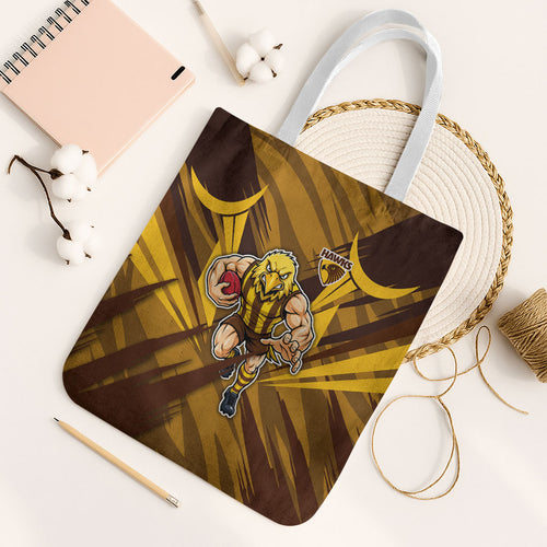 Hawthorn Hawks Australian Football Tote Bag Fierce Bird Mascot - Bold Team Colors