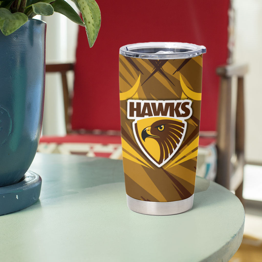 Hawthorn Hawks Australian Football Tumbler Cup Fierce Bird Mascot - Bold Team Colors