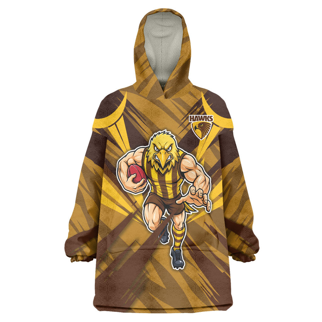 Hawthorn Hawks Australian Football Wearable Blanket Hoodie Fierce Bird Mascot - Bold Team Colors