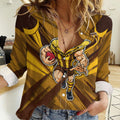 Hawthorn Hawks Australian Football Women Casual Shirt Fierce Bird Mascot - Bold Team Colors
