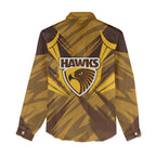 Hawthorn Hawks Australian Football Women Casual Shirt Fierce Bird Mascot - Bold Team Colors